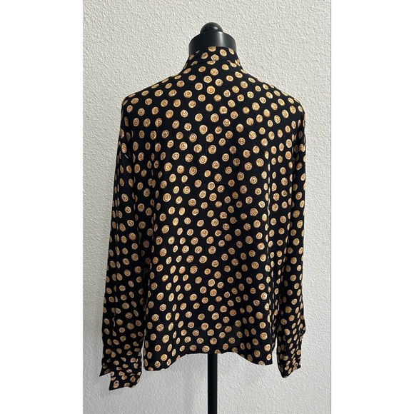 Orvis Women’s Printed Button Down Shirt Size Medium Vintage Rayon Mock Neck - Picture 2 of 4